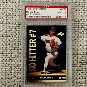 PSA Mint 9, Nolan Ryan, 1992 Leaf Promo, Gold Moments, #BC25